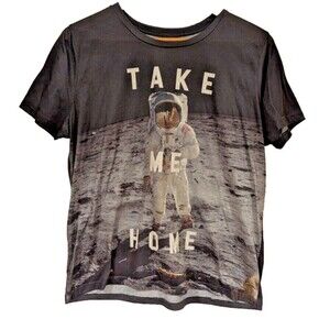 Astronaut Graphic T Shirt Space Moon Take Me Home Black Adult